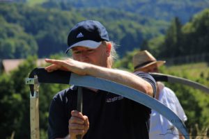 Sensenmähkurs mit Jürgen Rausch-Schott (c) Ulrike Elsneg