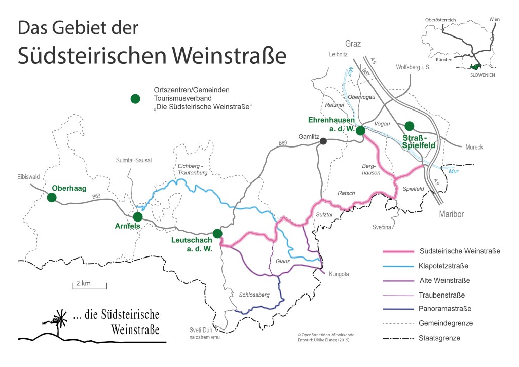 Übersichtskarte - das Gebiet der Südsteirischen Weinstraße